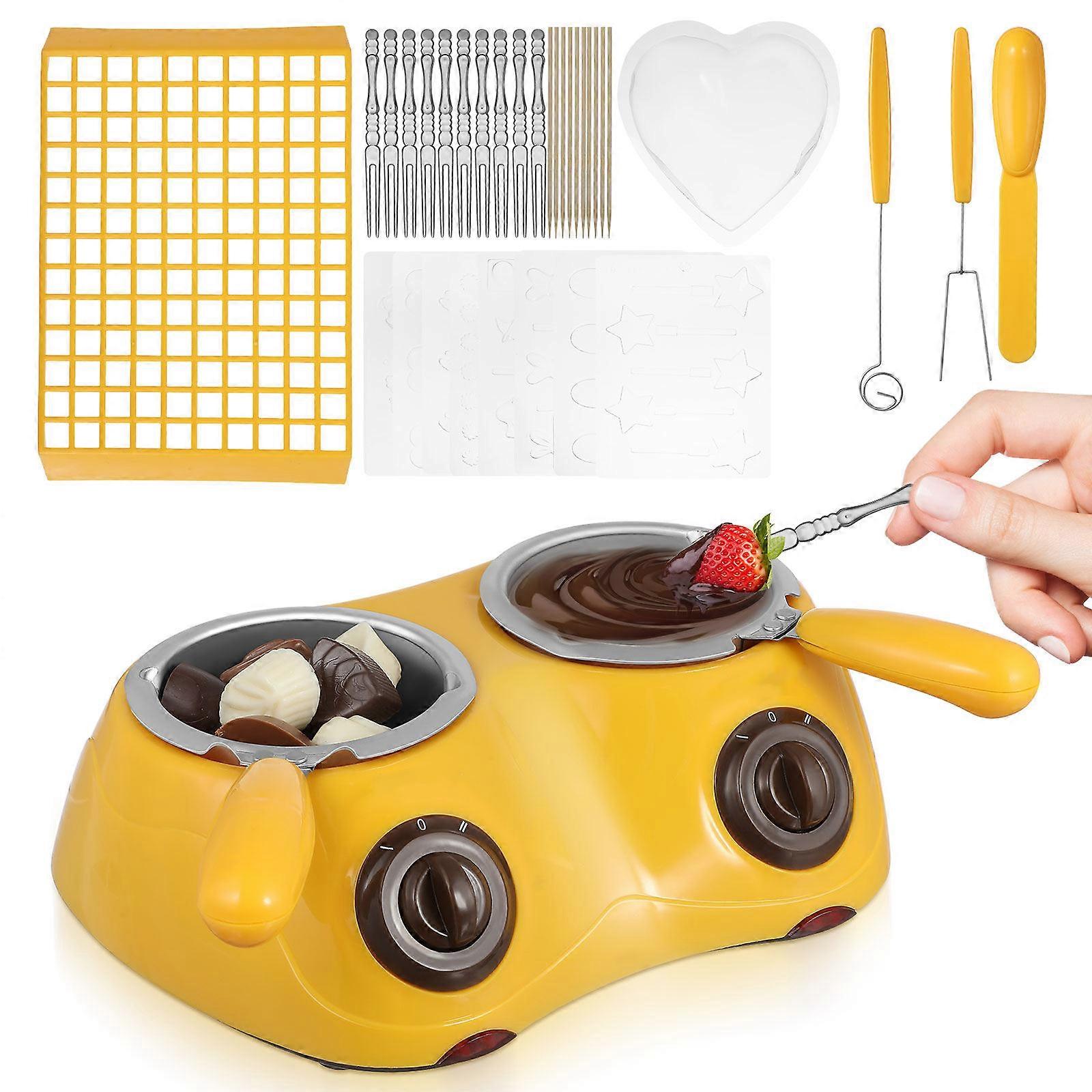 Fondoir à chocolat électrique jaune avec accessoires