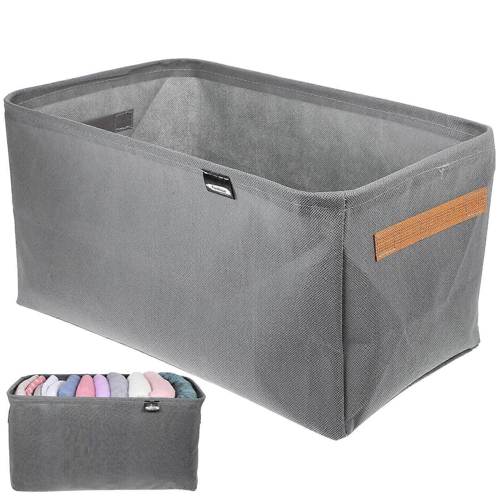 Grey NonWoven Fabric Clothes Storage Organizer with Handle and Stackable Design for Home Use 3 Pcs