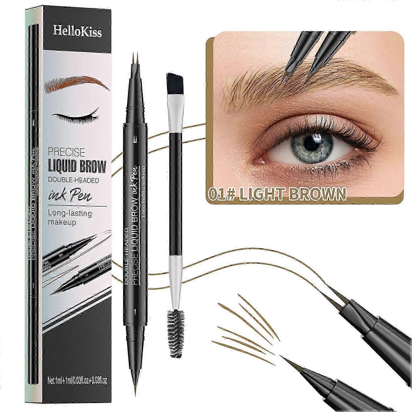 2-in-1 Double Ended Eyebrow Pencil with Spoolie Brush Waterproof Smudge Proof Long Lasting