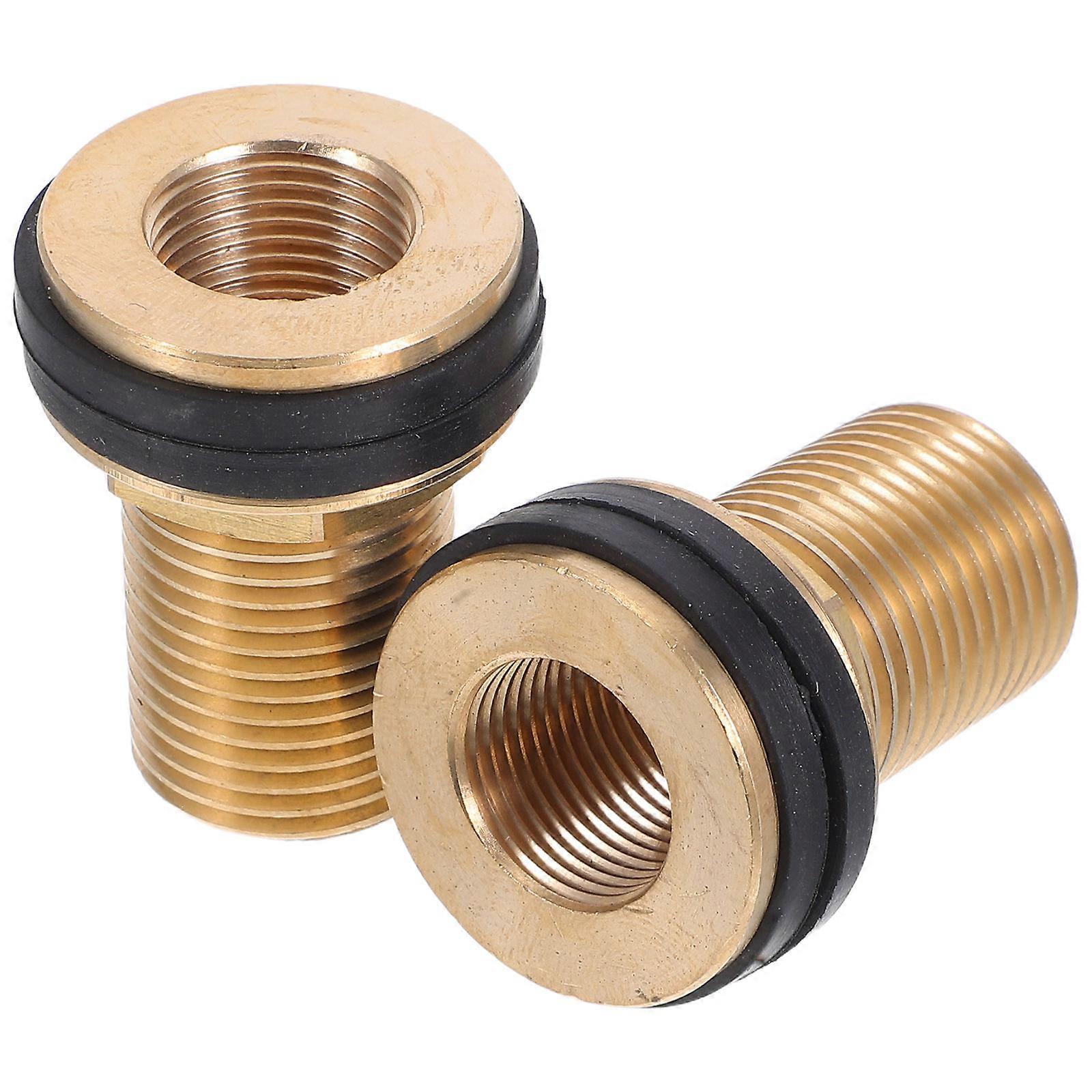 Tank Connector with Rubber Sealing Rings 2Pcs Threaded