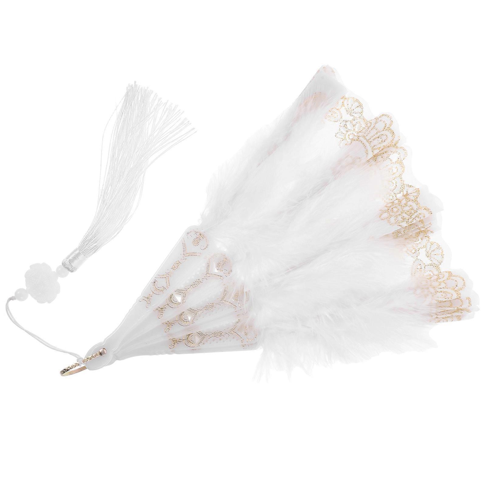 White Dance Folding Fan for Decoration Lightweight