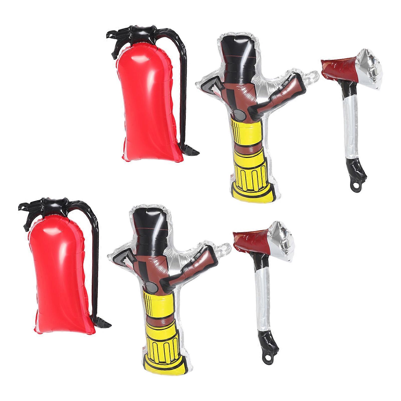 Inflatable Fire Hydrant Firefighter Party Decorations 6Pcs Balloon Set