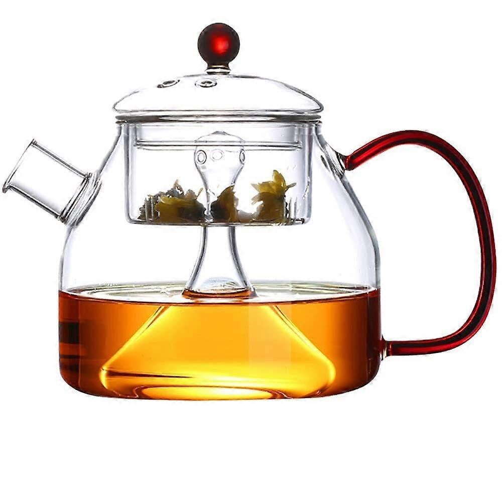 1200ml Heat Resistant Glass Teapot with Lid for Tea and Coffee, Elegant Large Kettle for Home and Office