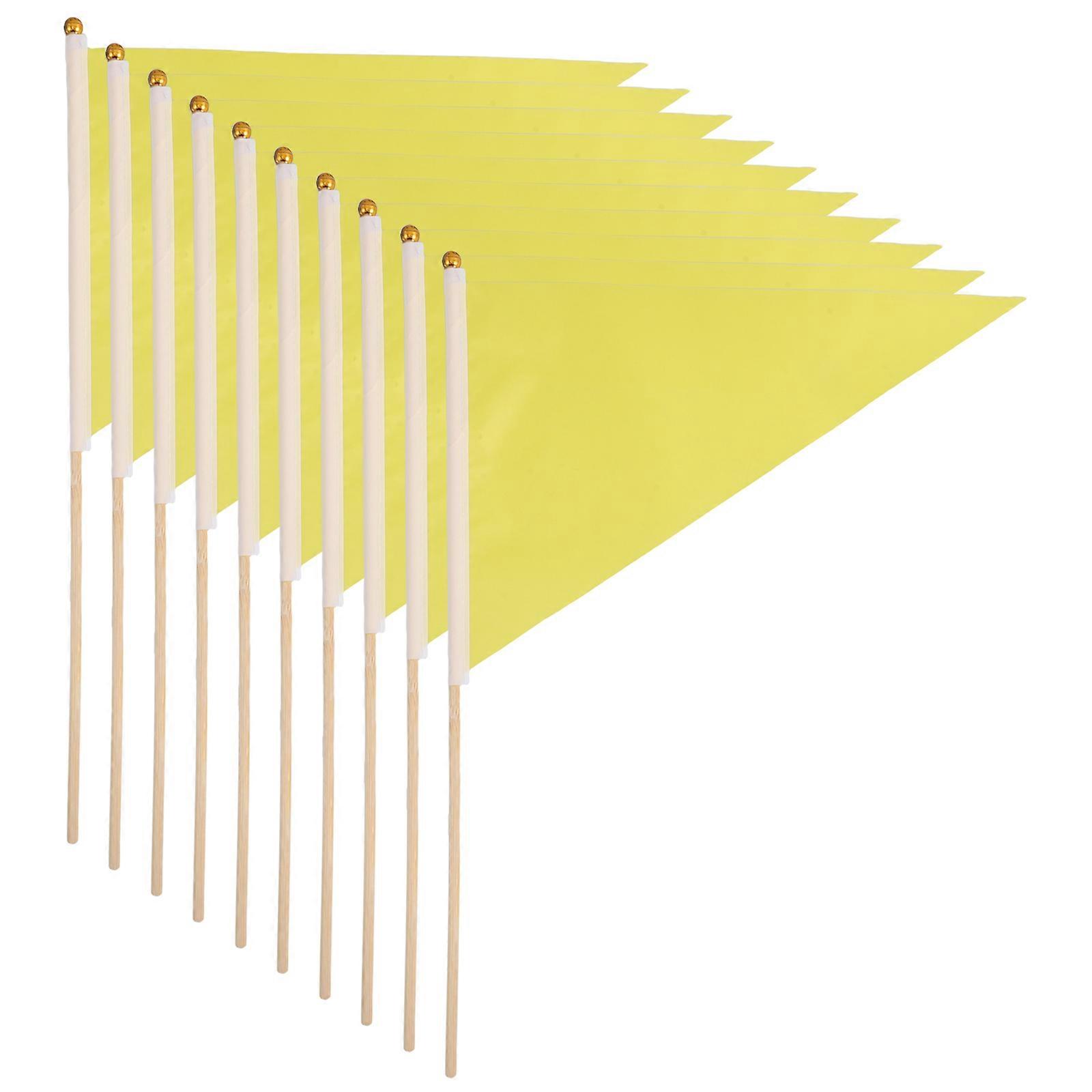 Bamboo Pole Triangle Flag for Outdoor Marking 10Pcs Handheld Flags