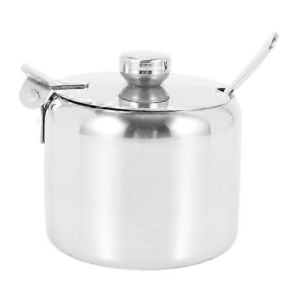 Stainless Steel Sugar Bowl with Lid and Spoon Spice Jars Condiment Pots Tableware Spice Container
