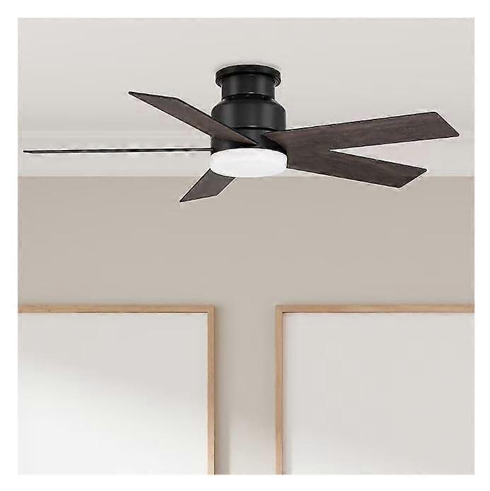44 Inch Matte Black LED Ceiling Fan with Light, Flush Mount, Remote, Energy Saving Reversible Motor