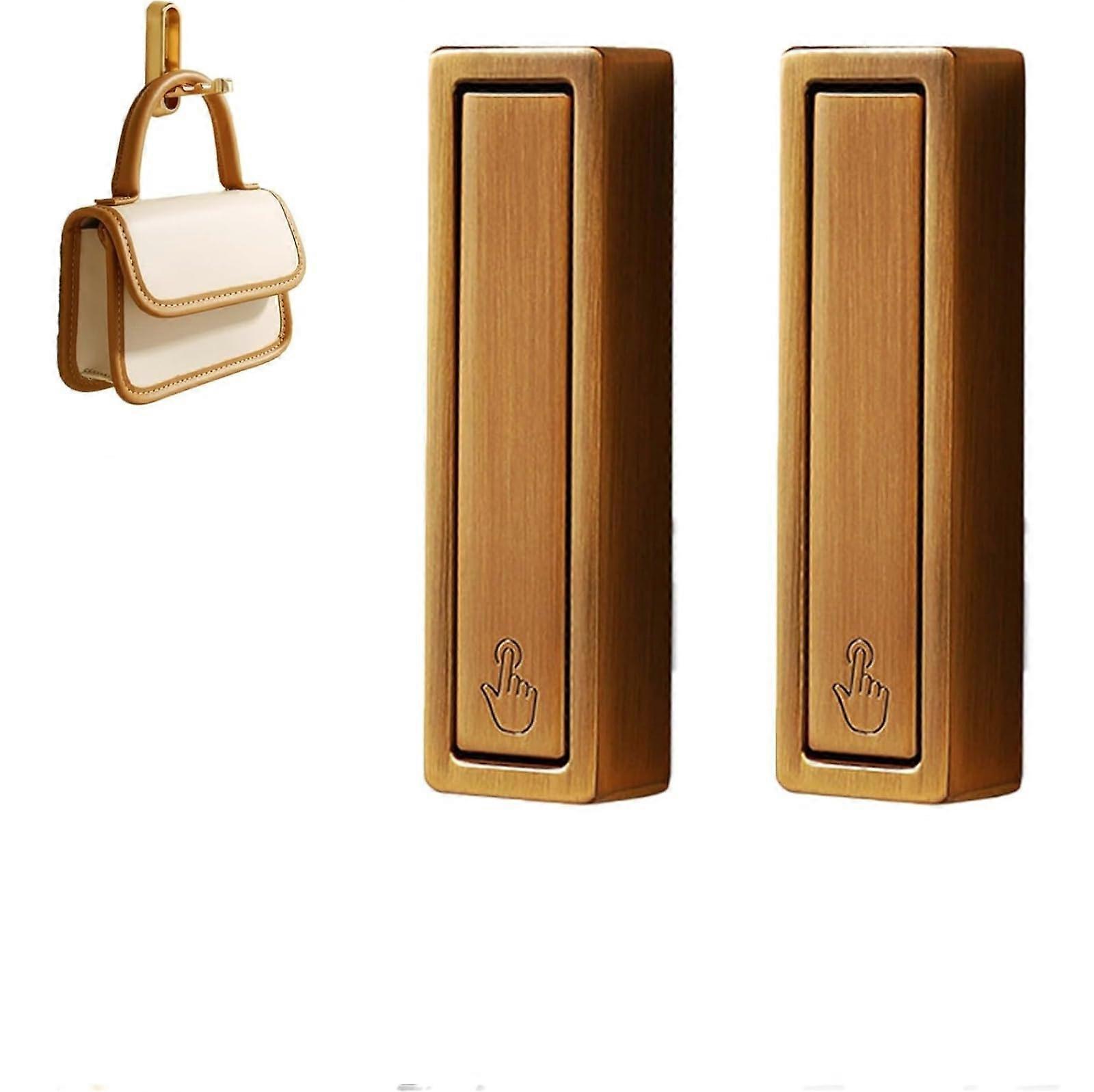 Foldable Wall Hooks for Coats and Hats Rustproof Brushed Gold Finish Easy No Drill Install 2 Pack