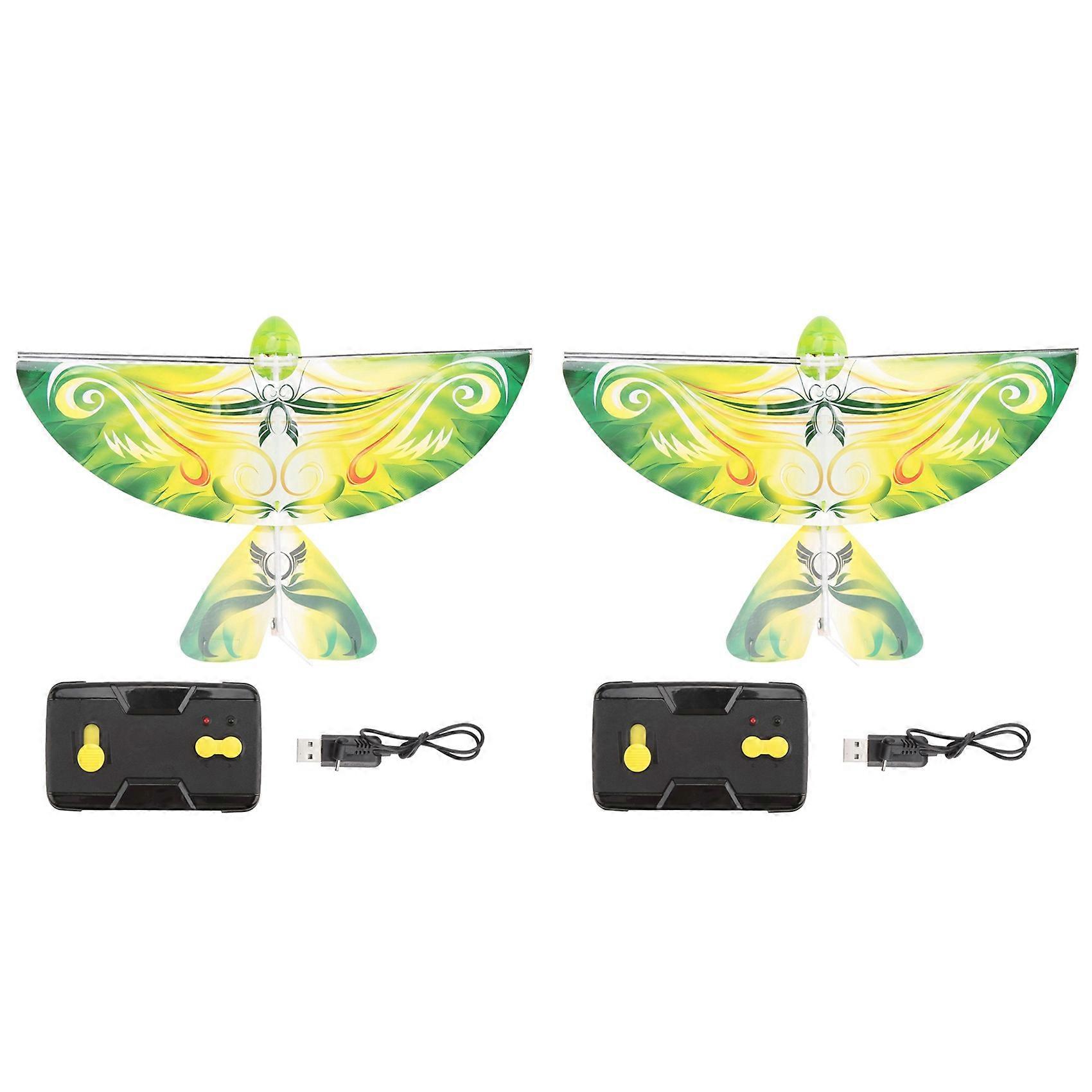 2X Remote-Controlled Simulation Flapping-Wing Flight Pigeon Induction Electric Eagle Remote Control Bionic Bird Green