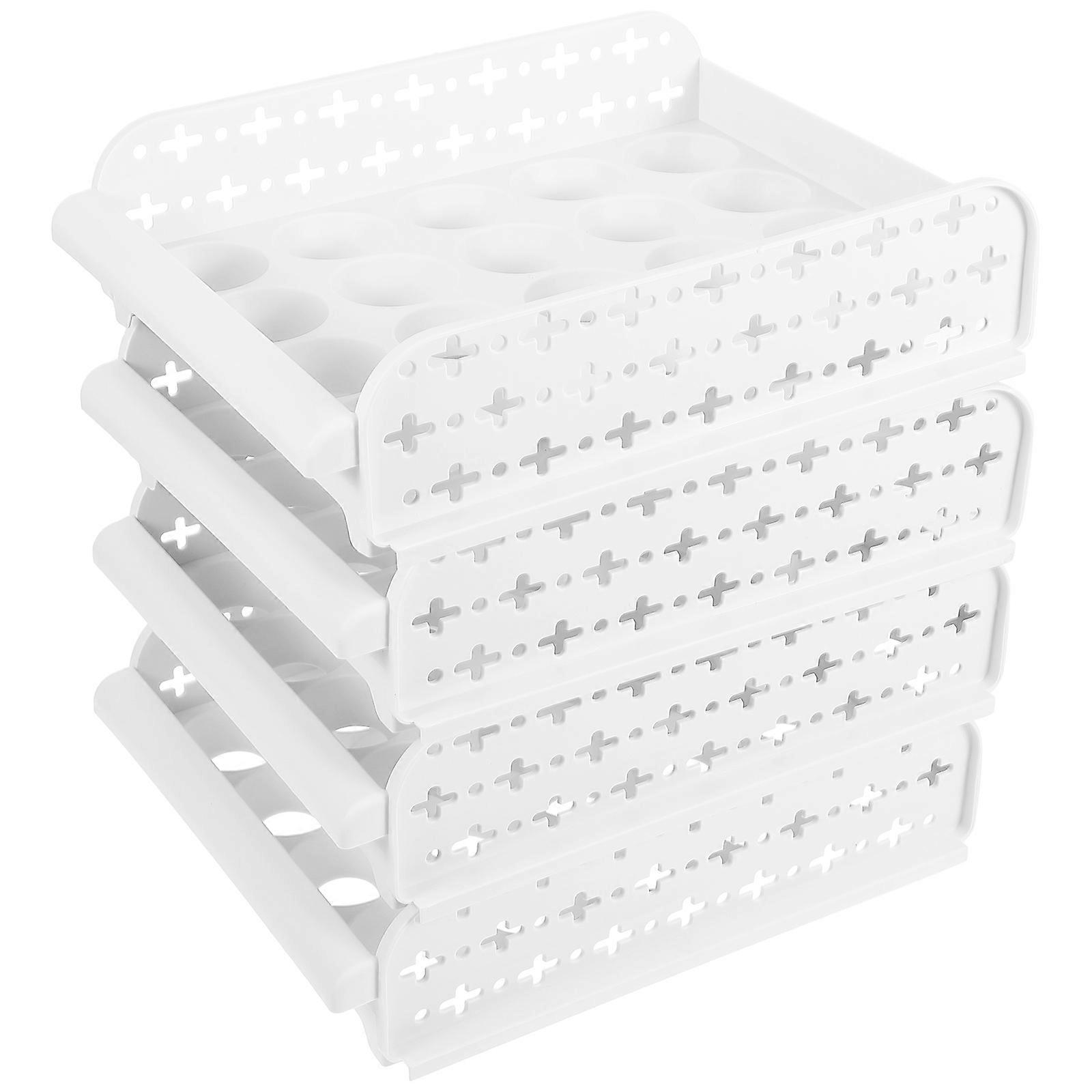 Egg Storage Box Stackable Egg Tray for Kitchen Use 4-Layer White