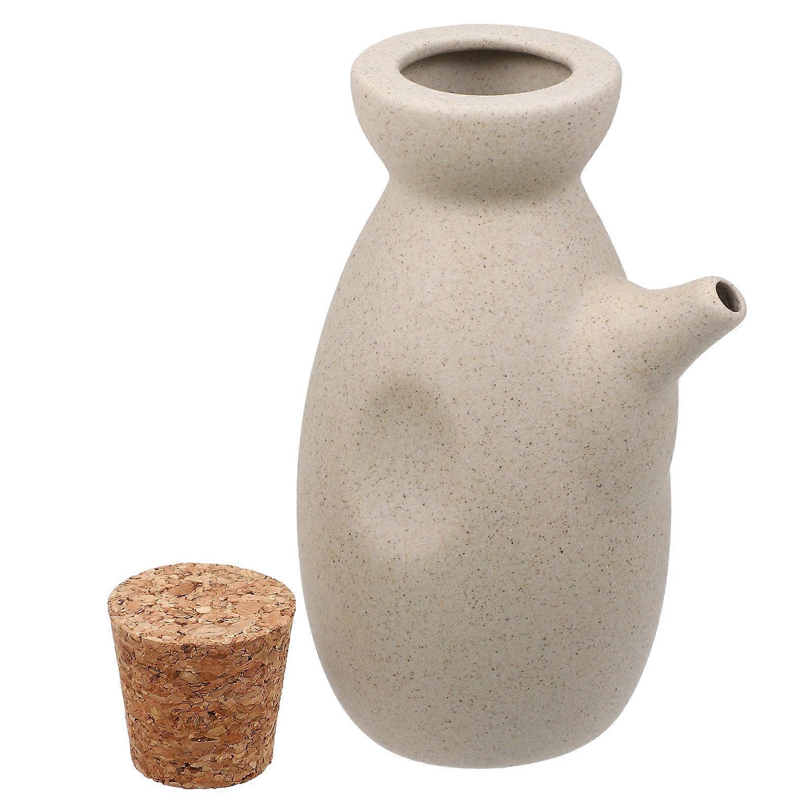 Soy Sauce Container Ceramic Dispenser for Kitchen Use Beige Style