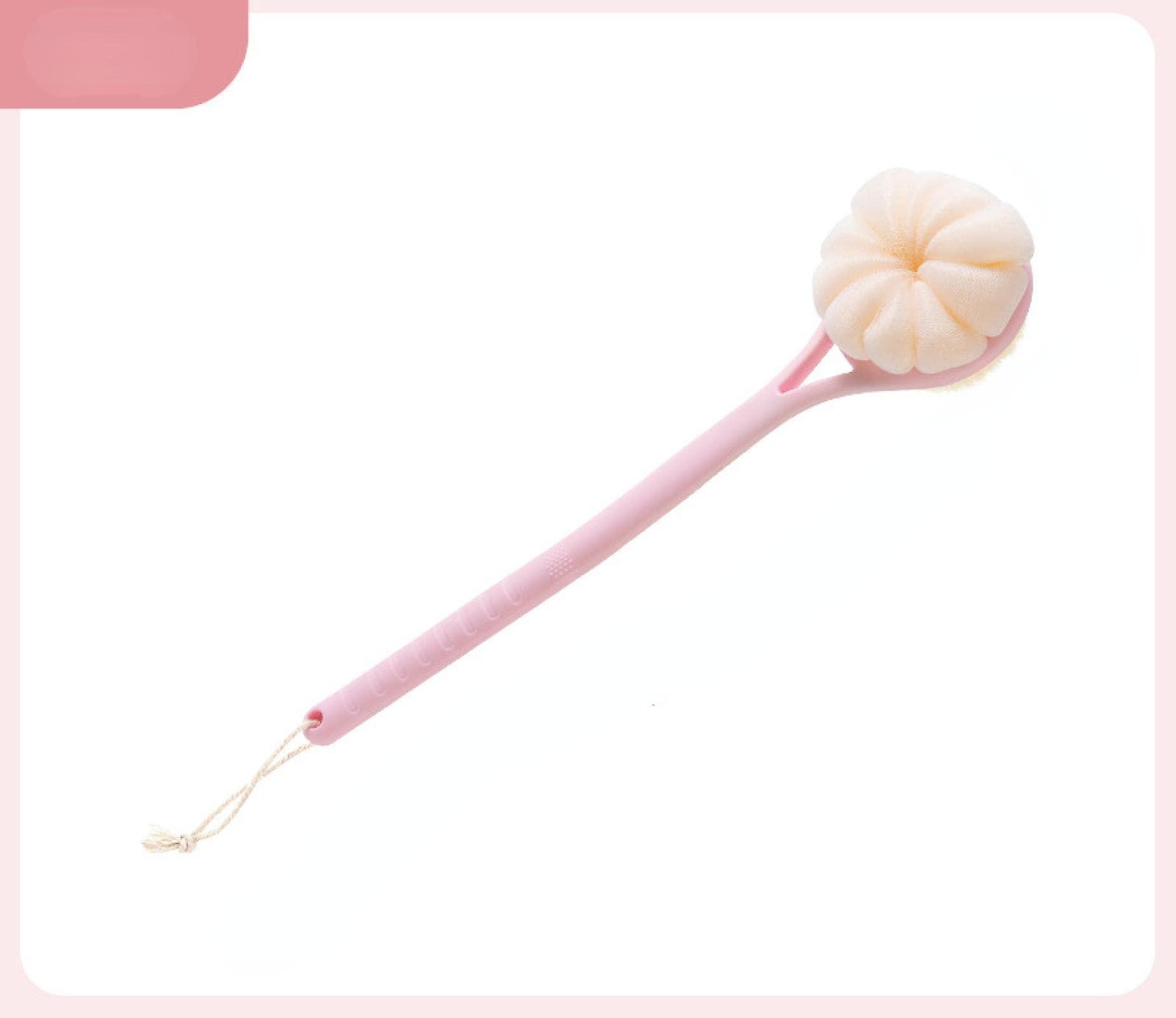 Long Handle Bath Brush with Soft Bristles, DoubleSided Back Scrubber for Shower, Pink