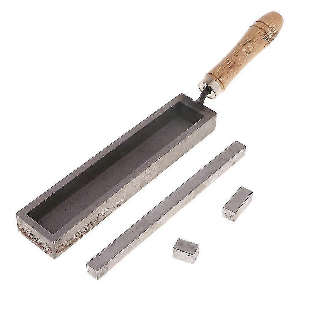 Metal Casting Ingot Mold Iron for Gold Silver Copper Jewelry Making Rectangular with Wooden Handle