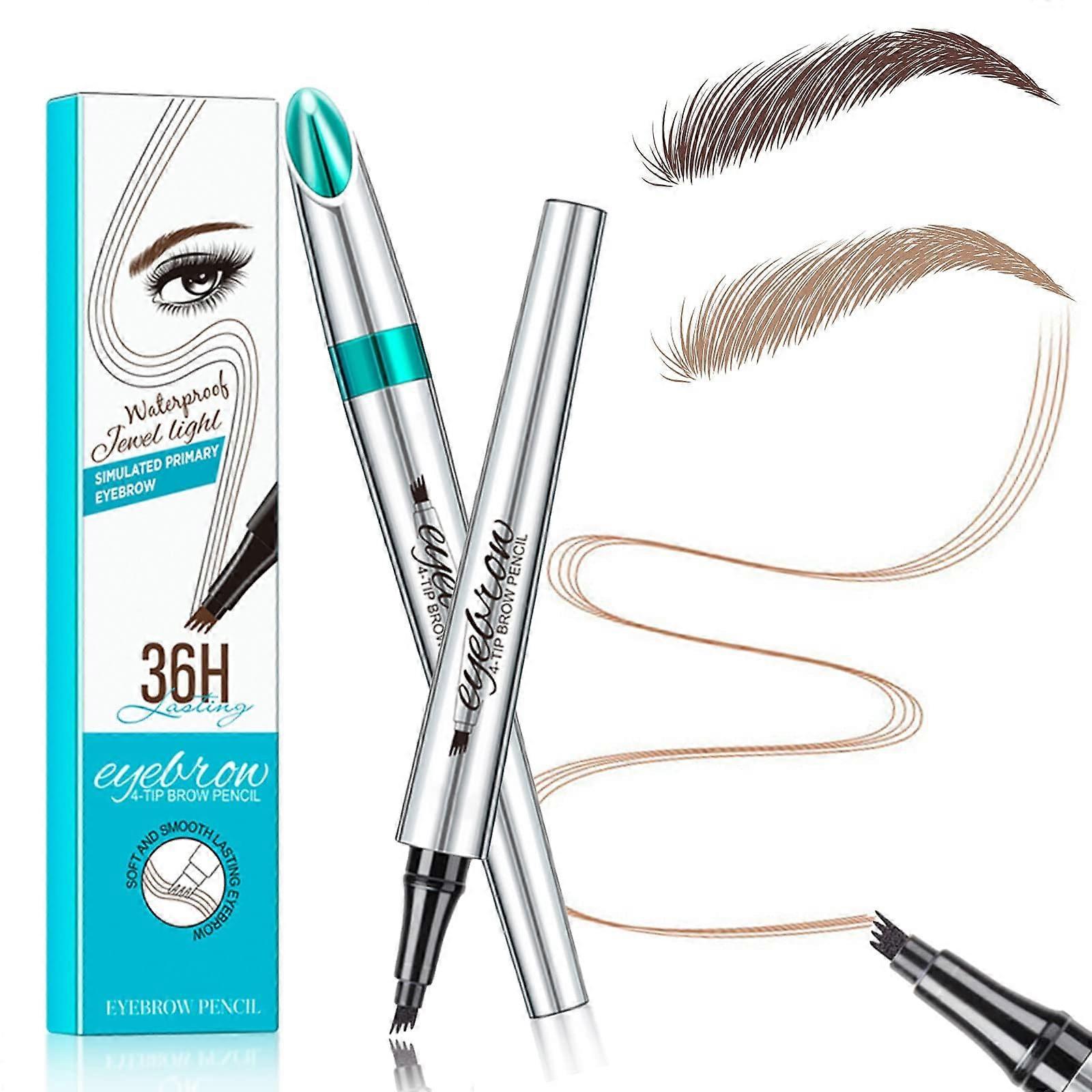 Waterproof Microblading Eyebrow Pen with Precision MicroFork Tip for Natural HairLike Strokes, Medium Brown/Light Brown