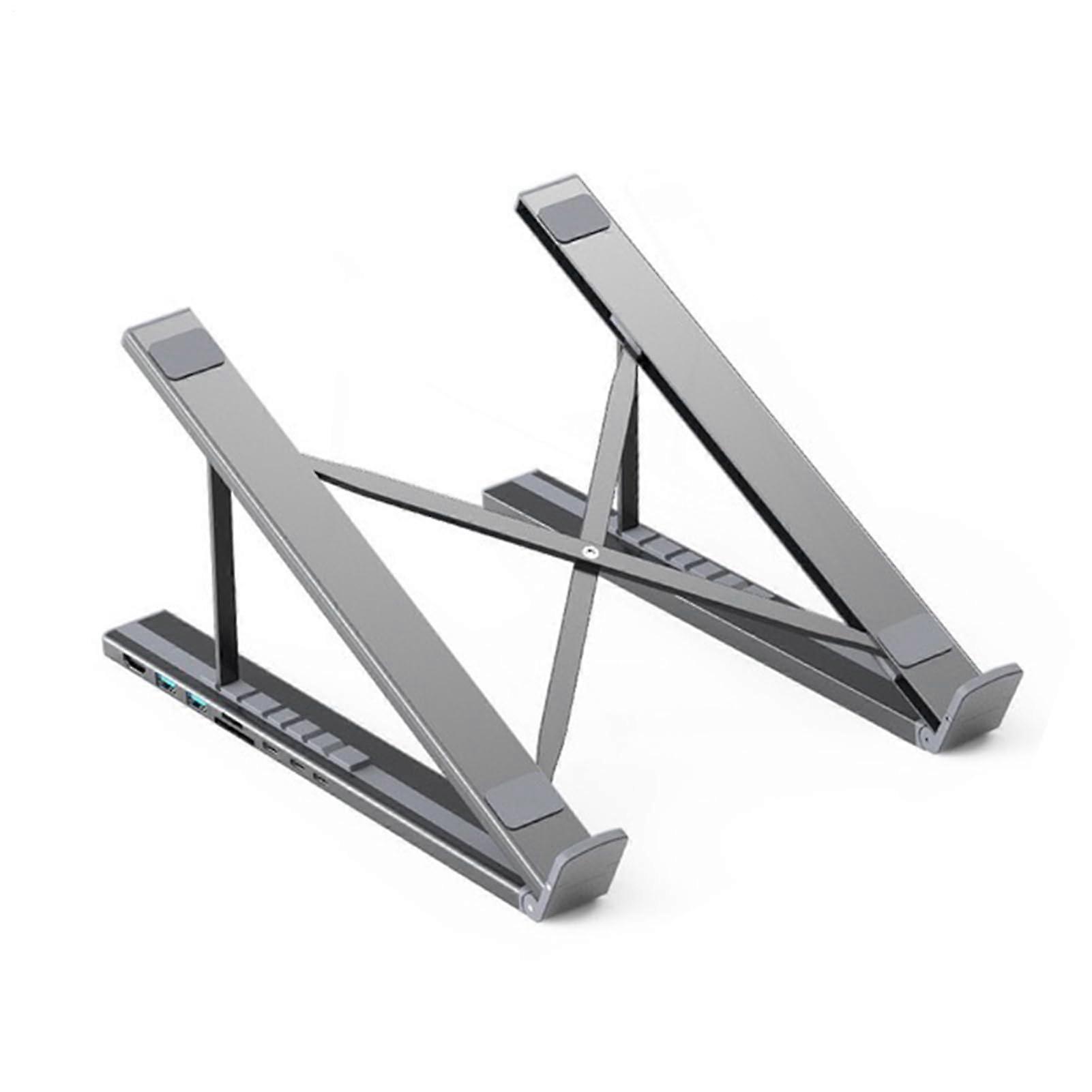 Laptop Docking Station with 8in1 Multiport Adapter, Fast Charging, Ergonomic Adjustable Cooling Stand