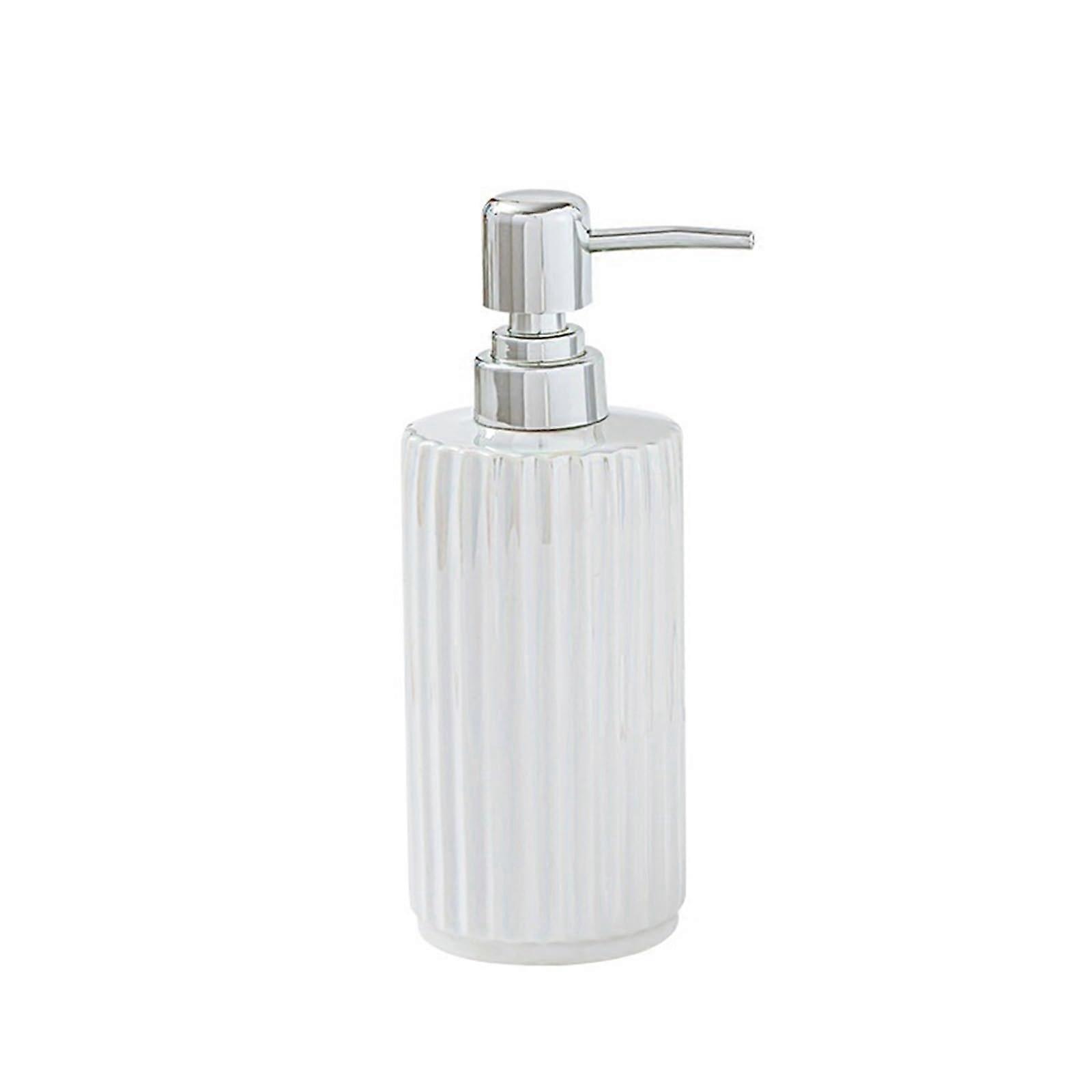 Ceramic Soap Dispenser for Bathroom and Kitchen, Reusable 370ml Liquid Pump Bottle