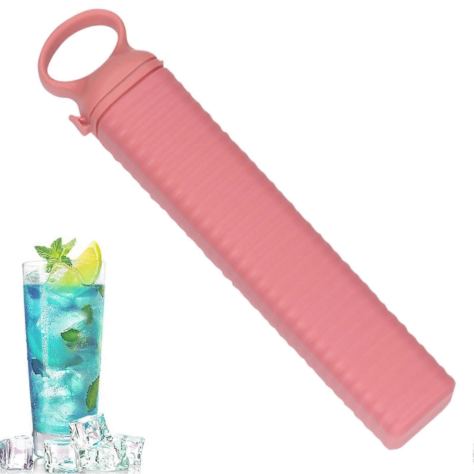 Ice Cube Tray with Easy Release Pull Out Mold for Cocktails Drinks Coffee Pink