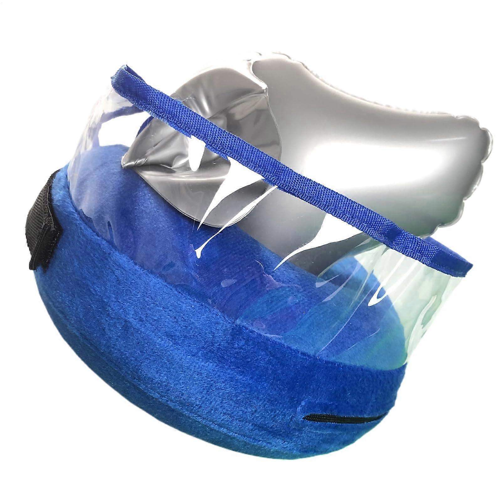 Inflatable Dog Cone Collar Adjustable Soft Recovery Support QuickDry Cover Blue M