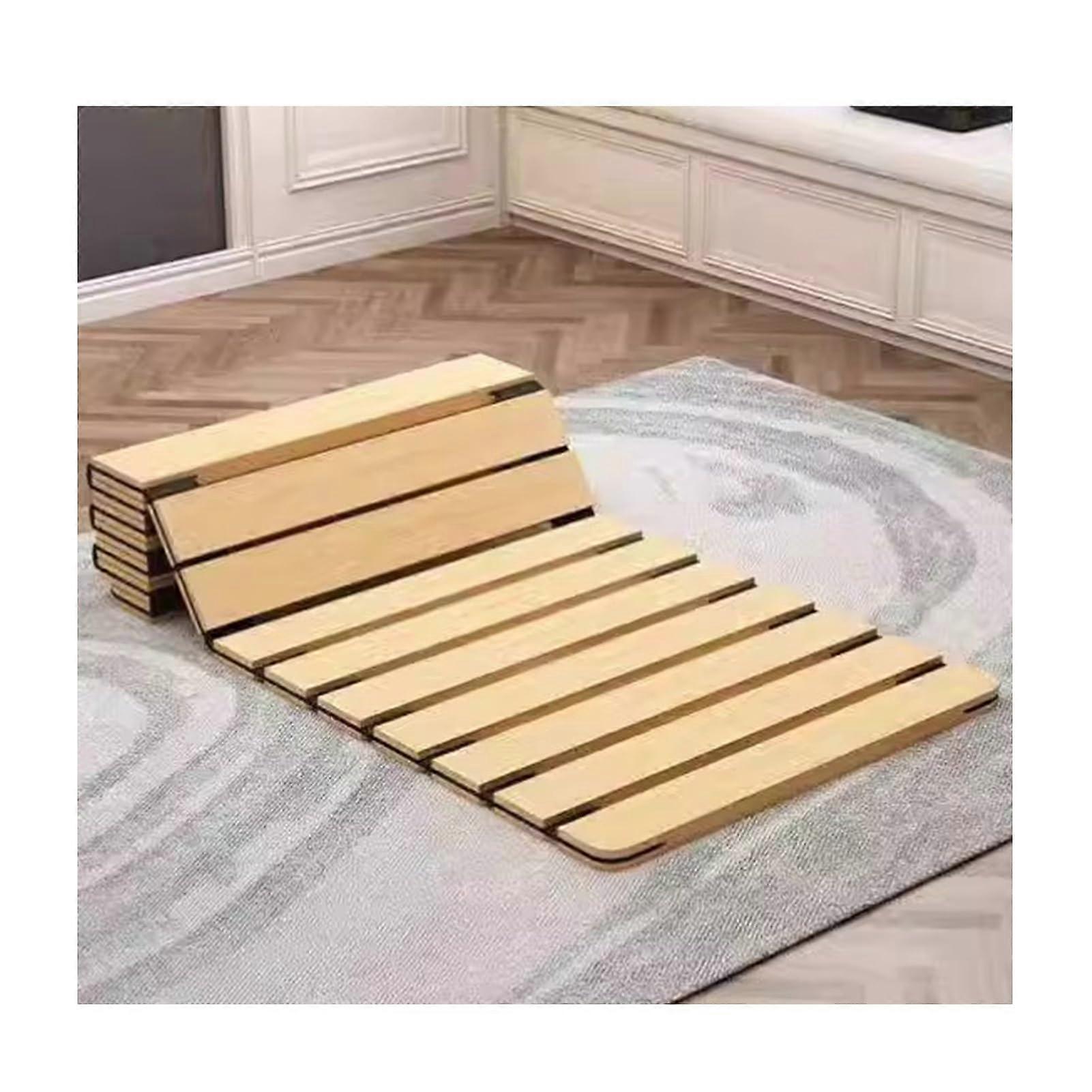 Foldable Wooden Bed Frame with Solid Slats for Small Spaces Bedrooms Dormitories 80x200cm