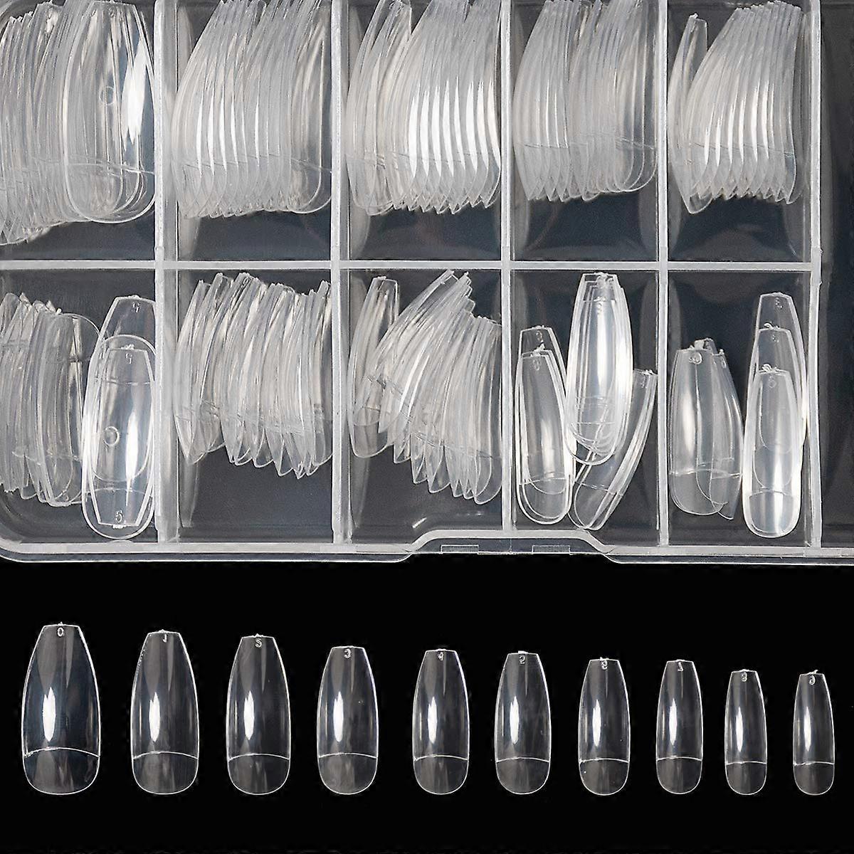 Clear Coffin Nail Tips 100pcs Half Cover Ballerina Shape Easy Blending Durable Acrylic Nails