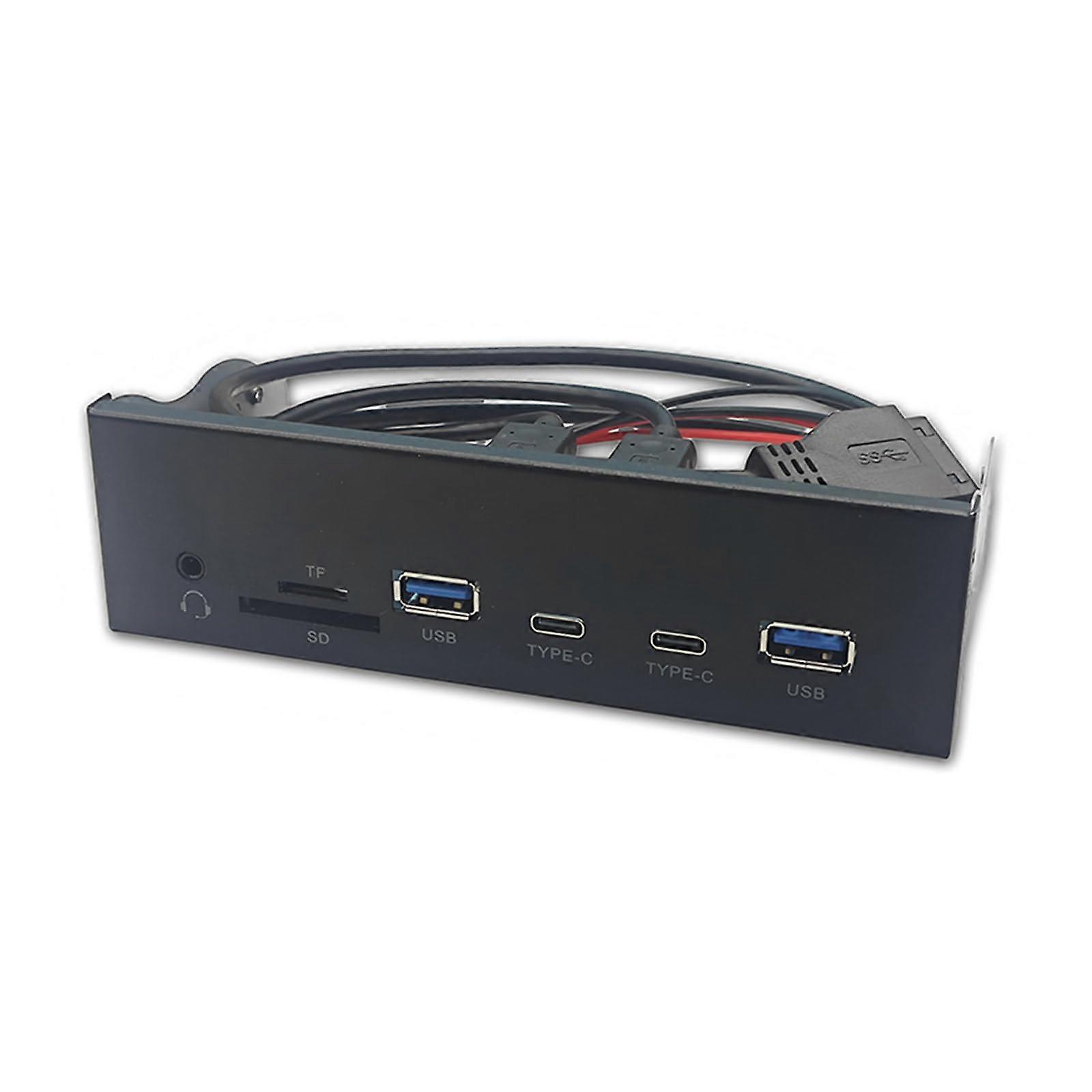 USB 3.2 Gen1 5.25 Inch PC Front Panel with Dual USB 3.0, TypeC, Card Reader and Audio Jack