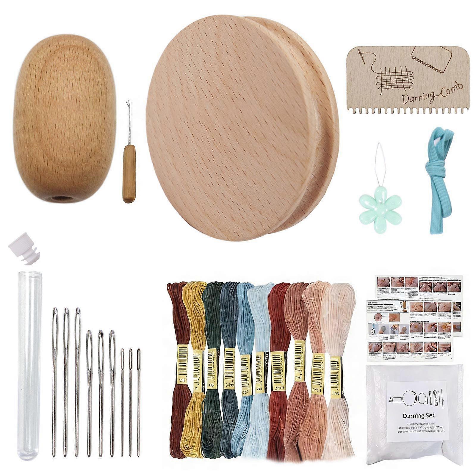 Circular Darning Tool for Sustainable Fabric Mending Projects Home Using Quality Materials Multicolor