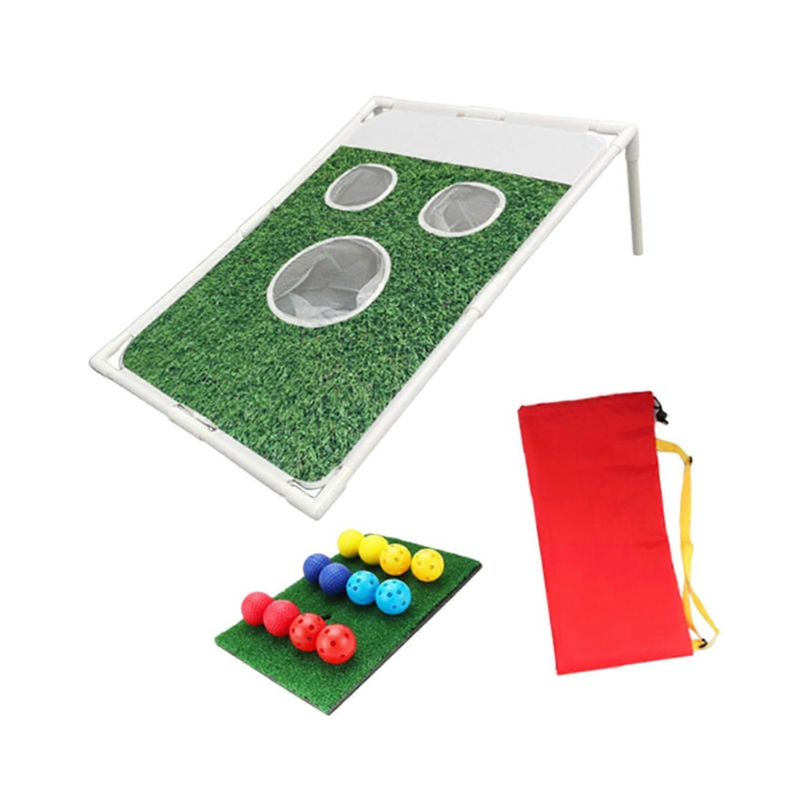 Golf Chipping Cornhole Set with Movable Target for Backyard Lawn Outdoor Practice Kit