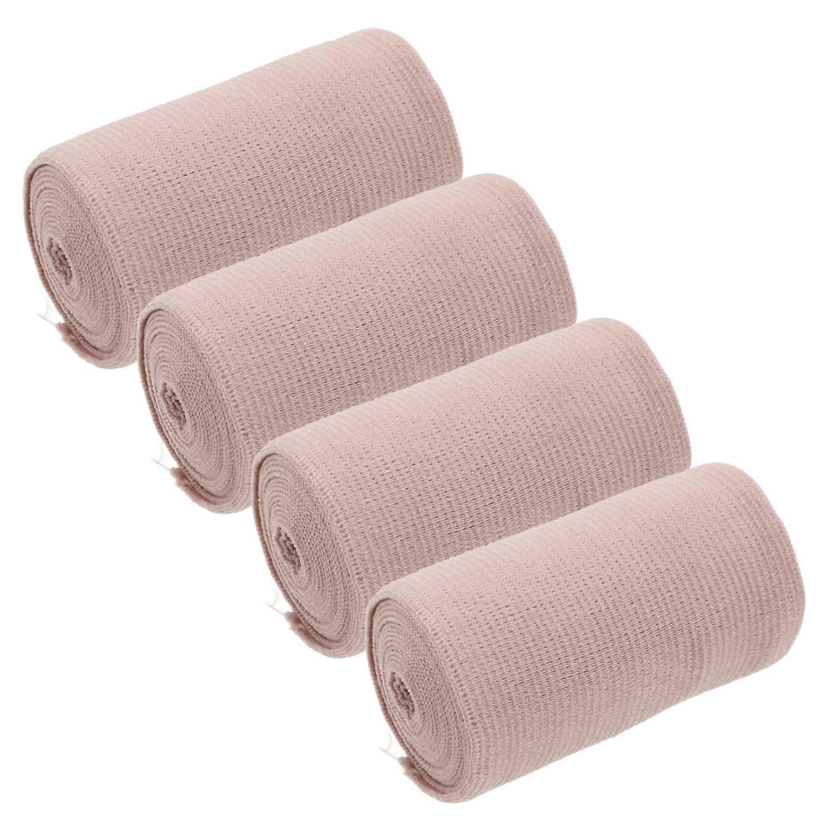 Elastic Knee Wrap Adjustable Compression Fit Breathable Cotton Bandage with Hook Loop Closure 4pcs