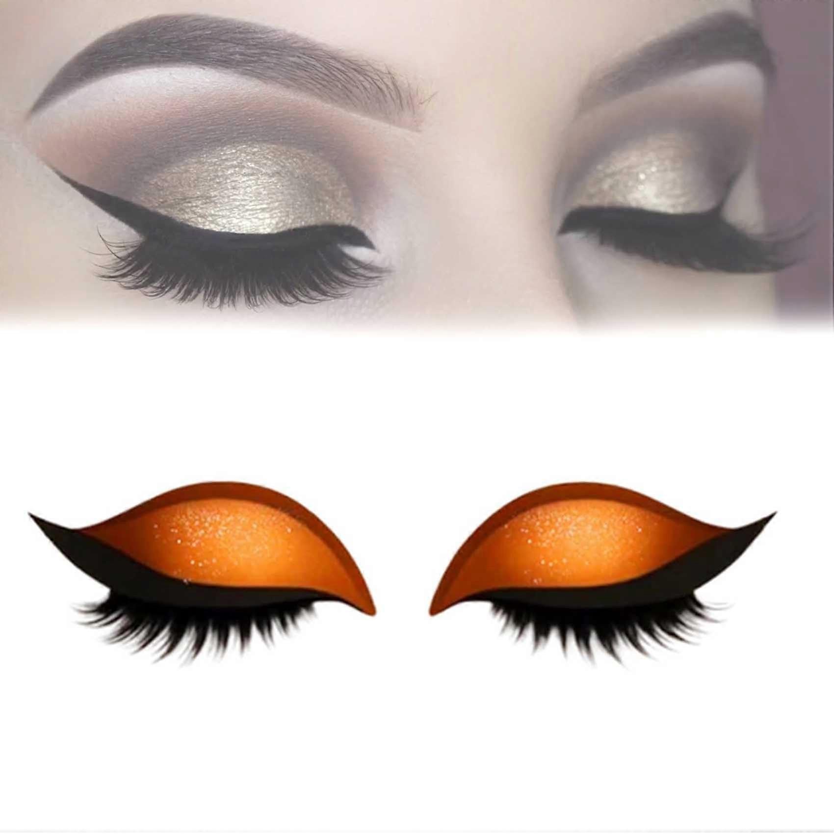 Self Adhesive Eyelashes Eyeshadow Stickers Reusable Waterproof 1Second Makeup Patch Bold Orange