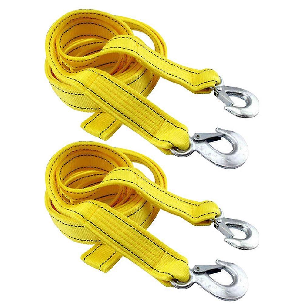 Winch Strap For Truck Emergency Situations Textile Belt U-Shaped Hook Secure Towing 2Pcs