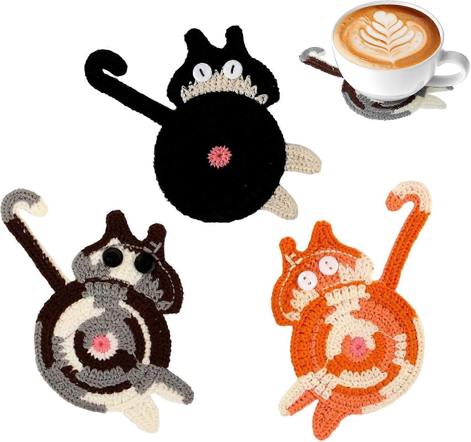 3-piece cat-shaped coaster set
