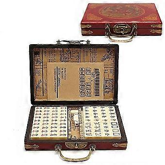Nieuwigheid Mahjong Set met Lederen Doos, 144st Chinees Mah-Jong Speelgoed