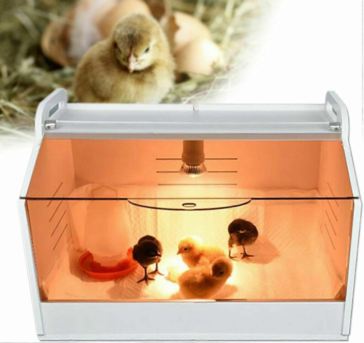 Large Chicken Brooder Box with Heating Lamp and Ventilation for Chicks Ducks 78x40x42cm