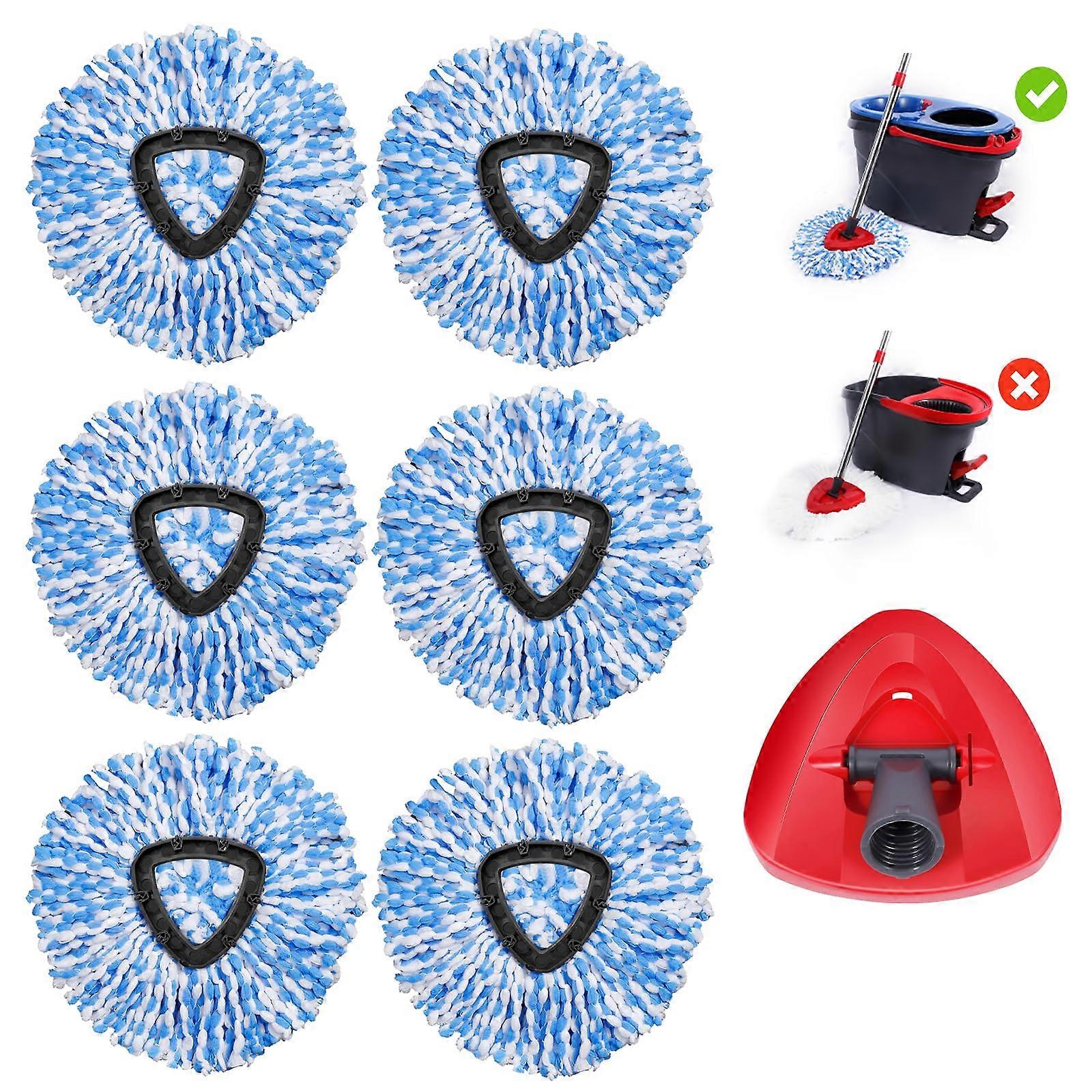 6 Pack Mop Replacement Heads for Oceda RinseClean 2Tank System with Base, Microfiber Mop Refills
