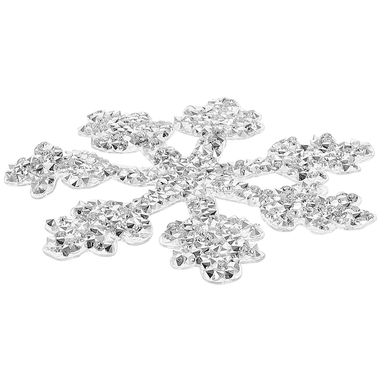 Silver Snowflake Clothes Patch for Iron on 2Pcs Plastic Rhinestone Applique