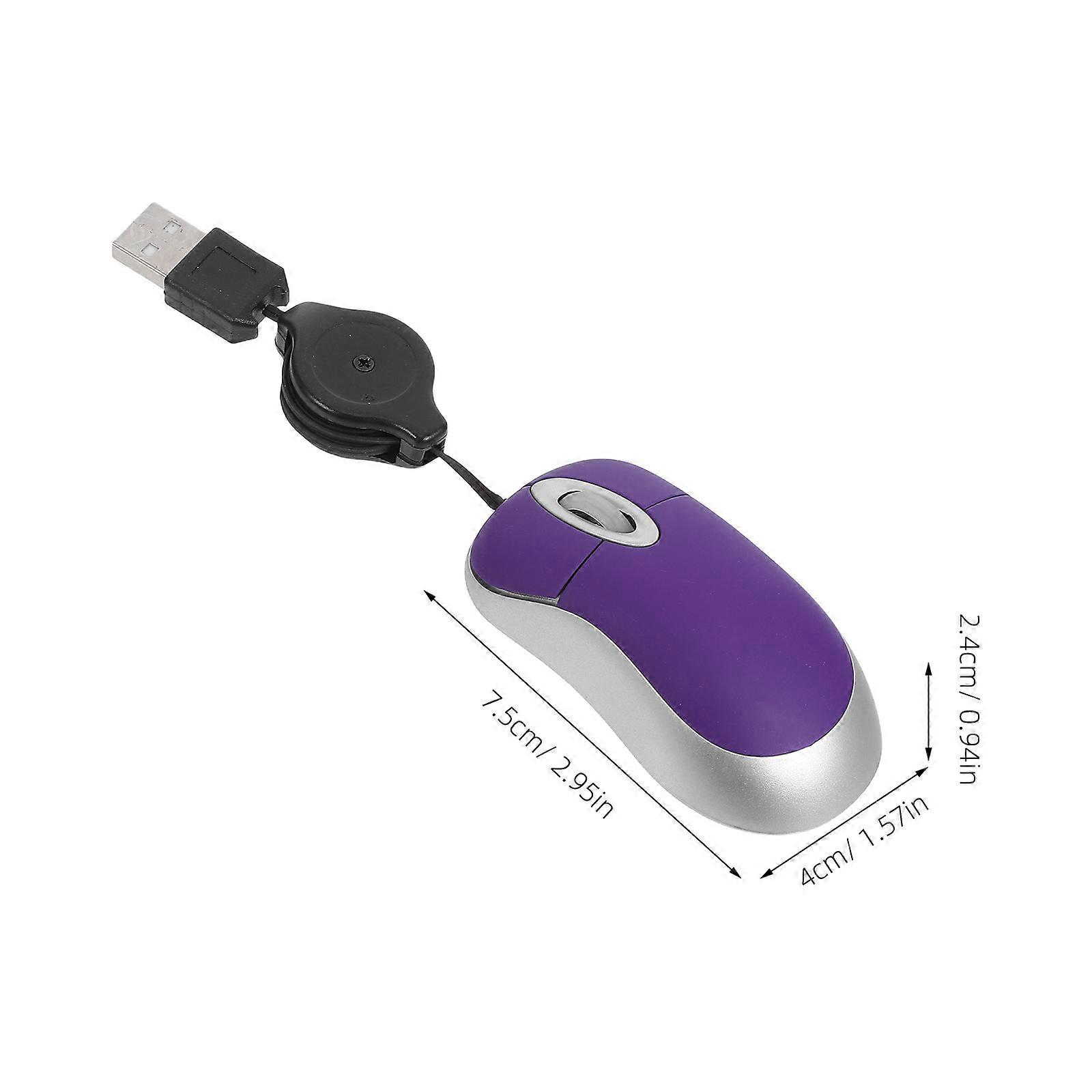 Creative USB Wired Mouse Mini Telescopic Mouse Computer Notebook Mouse Portable Mouse (Purple)