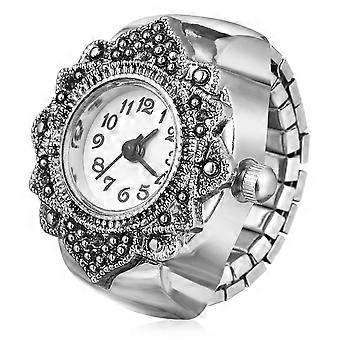 Achthoekig quartz vingerhorloge voor decoratie, 1 stuk, retro casual wit ringhorloge