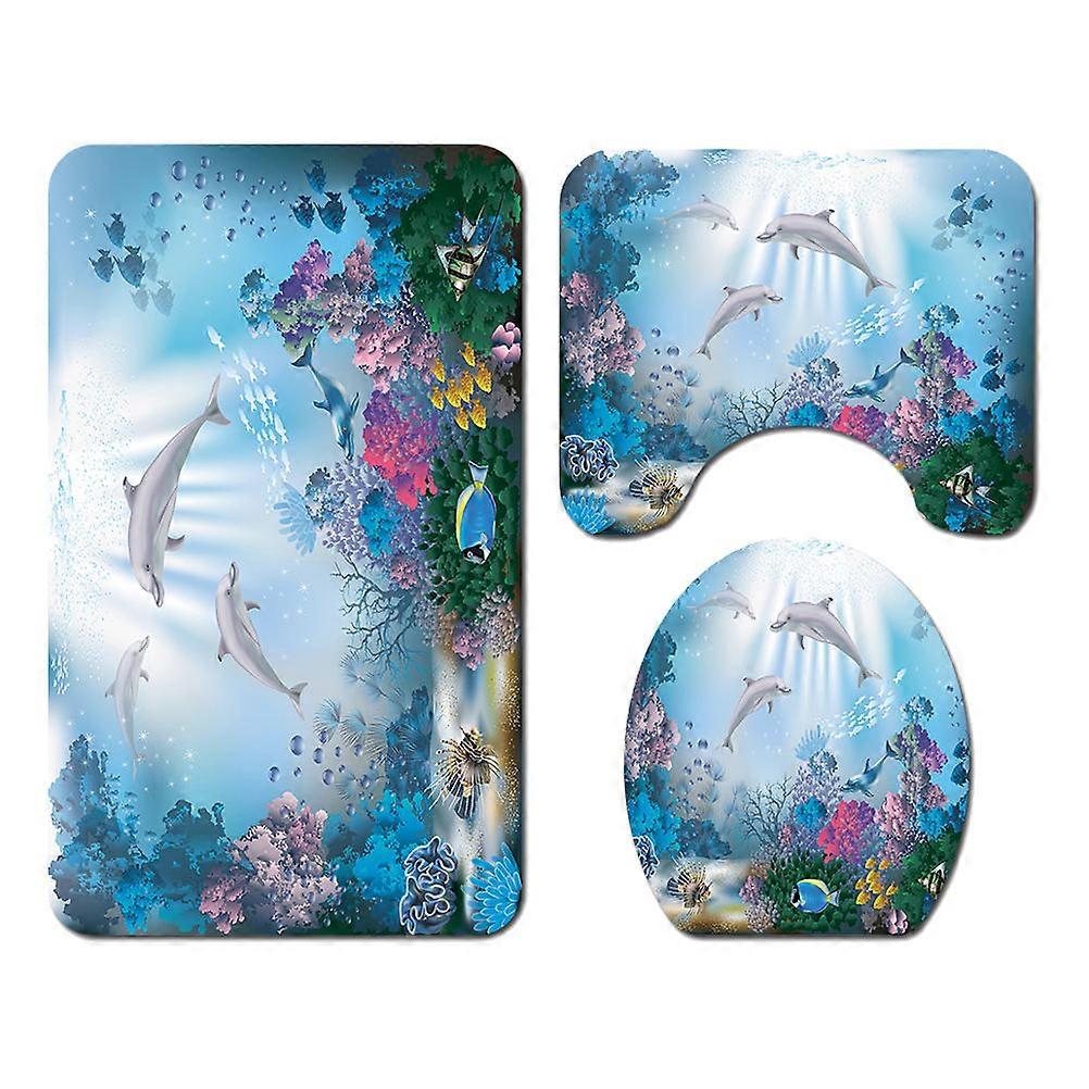 Bath Mats for Bathroom Highly Absorbent Non-Slip Design Multi-Colored 3Set