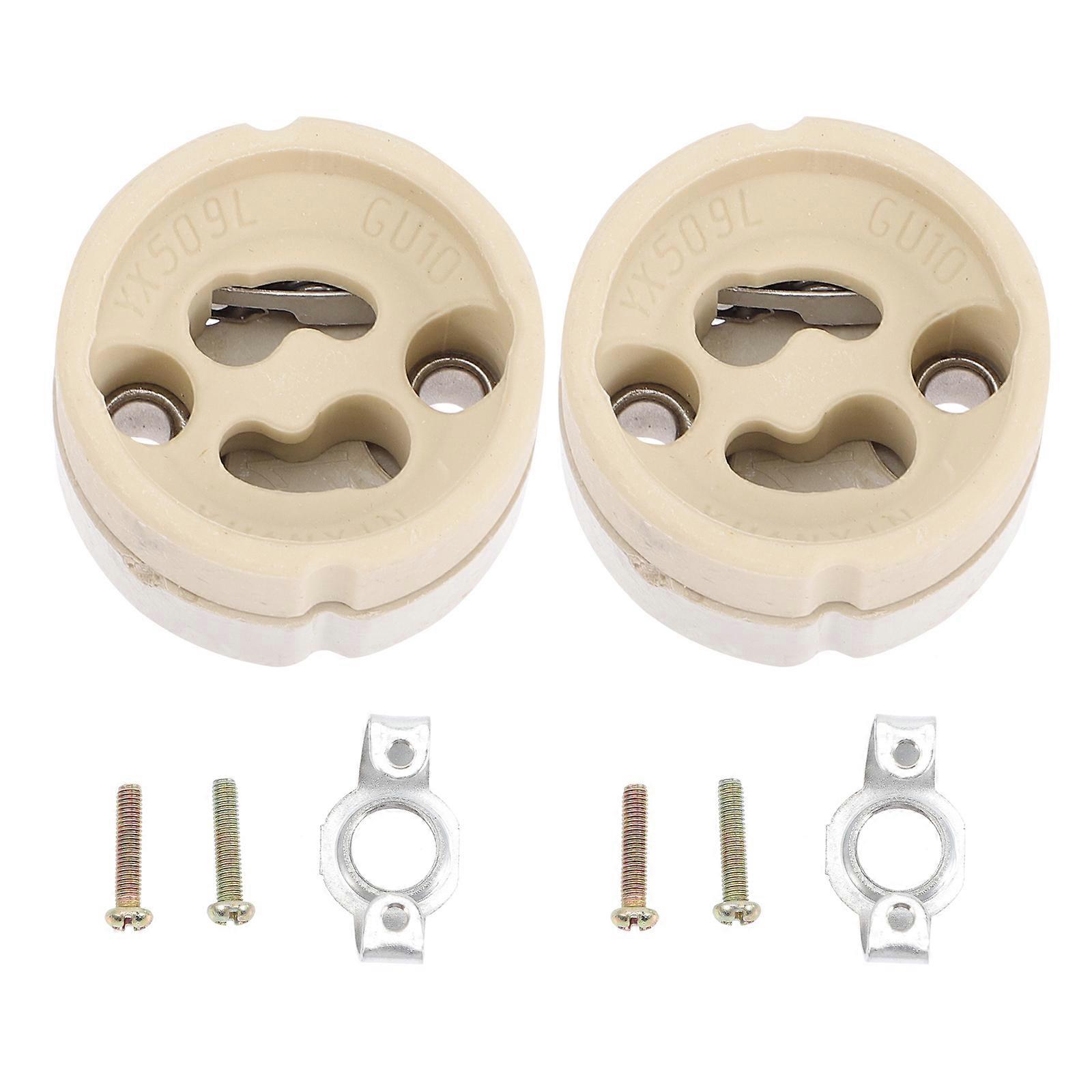 Ceramic Candelabra Socket Replacement with Bracket Light Bulb Socket White 2Pcs