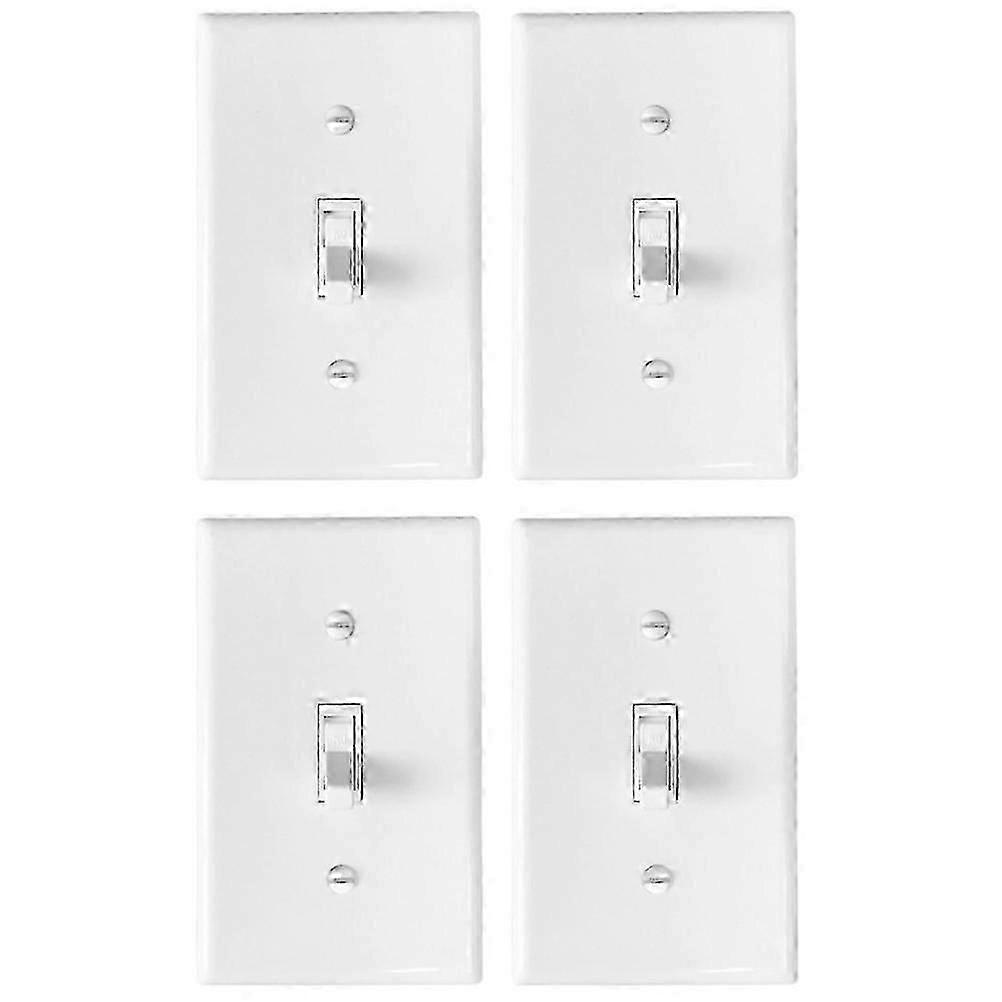 2026PING-4PCS Toggle Switch Mechanical Switch Panel Home LED Light Wall Switch with Screws (White)