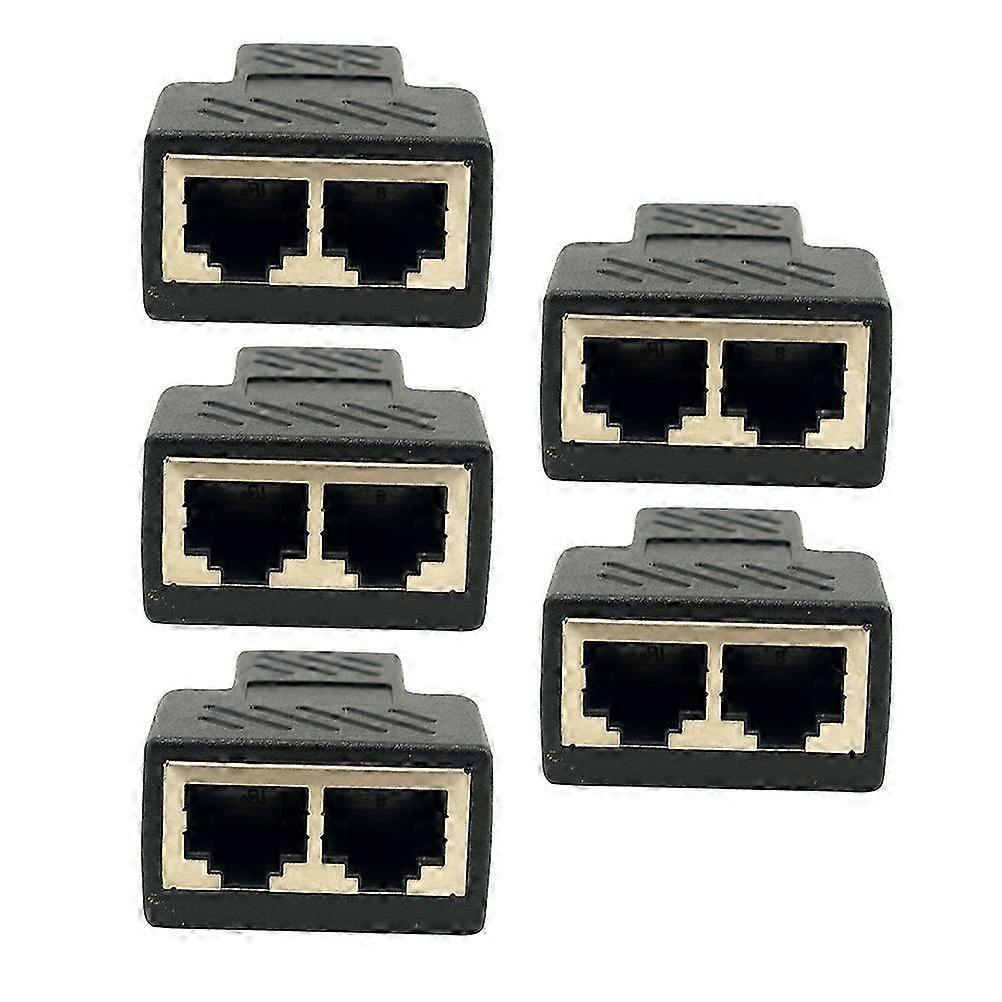 Internet Cable Splitter Ethernet Coupler compatible withNetwork Interface Home Use Black Plastic Alloy 5Pcs