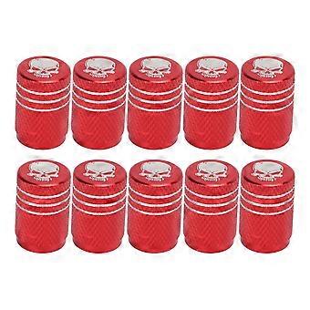 10 Stuks Schedel Patroon Auto Wiel Band Ventiel Stuurpen Universeel voor Auto's SUV's Fietsen Vrachtwagens Motorfietsen Rood