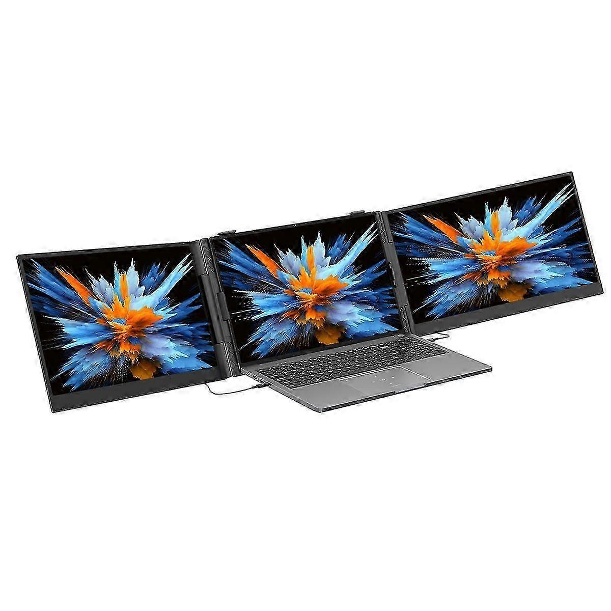 Monitor portátil Blackview DCM6 de 14 polegadas com tela dupla e extensão para laptop, com suporte.