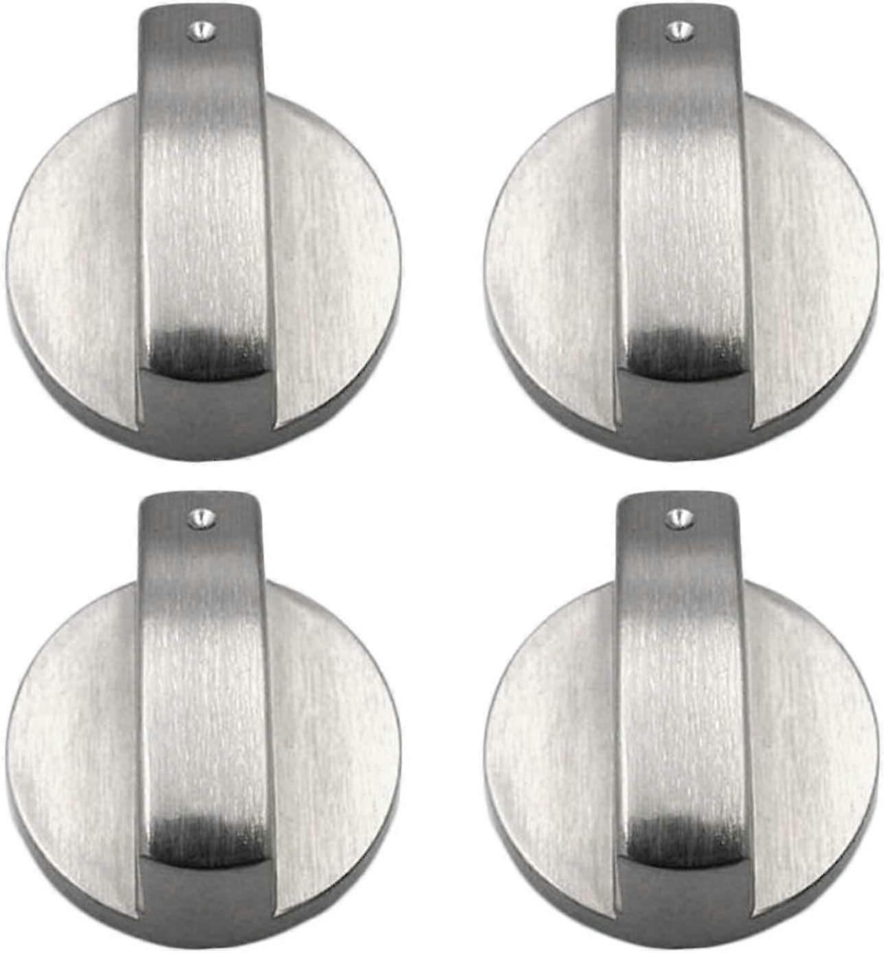 Gas Stove Knobs, 4 Pieces, Metal, 6mm, Silver-colored, Adjustment Knobs