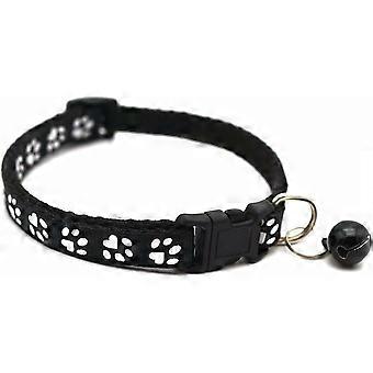 Colliers de chat noir avec cloches patte impression Design Colliers pour animaux de compagnie Collier de chat à dégagement rapide sûr Collier de chaton mignon réglable pour chats ou petits chiens Cadeaux pour animaux de compagnie