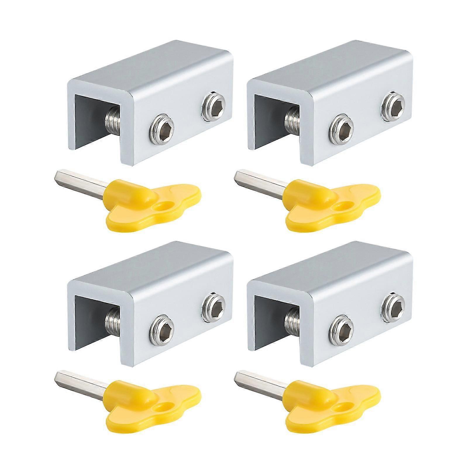 4pcs Sliding Move Window Safety Lock Adjustable Security Locks With For Key For