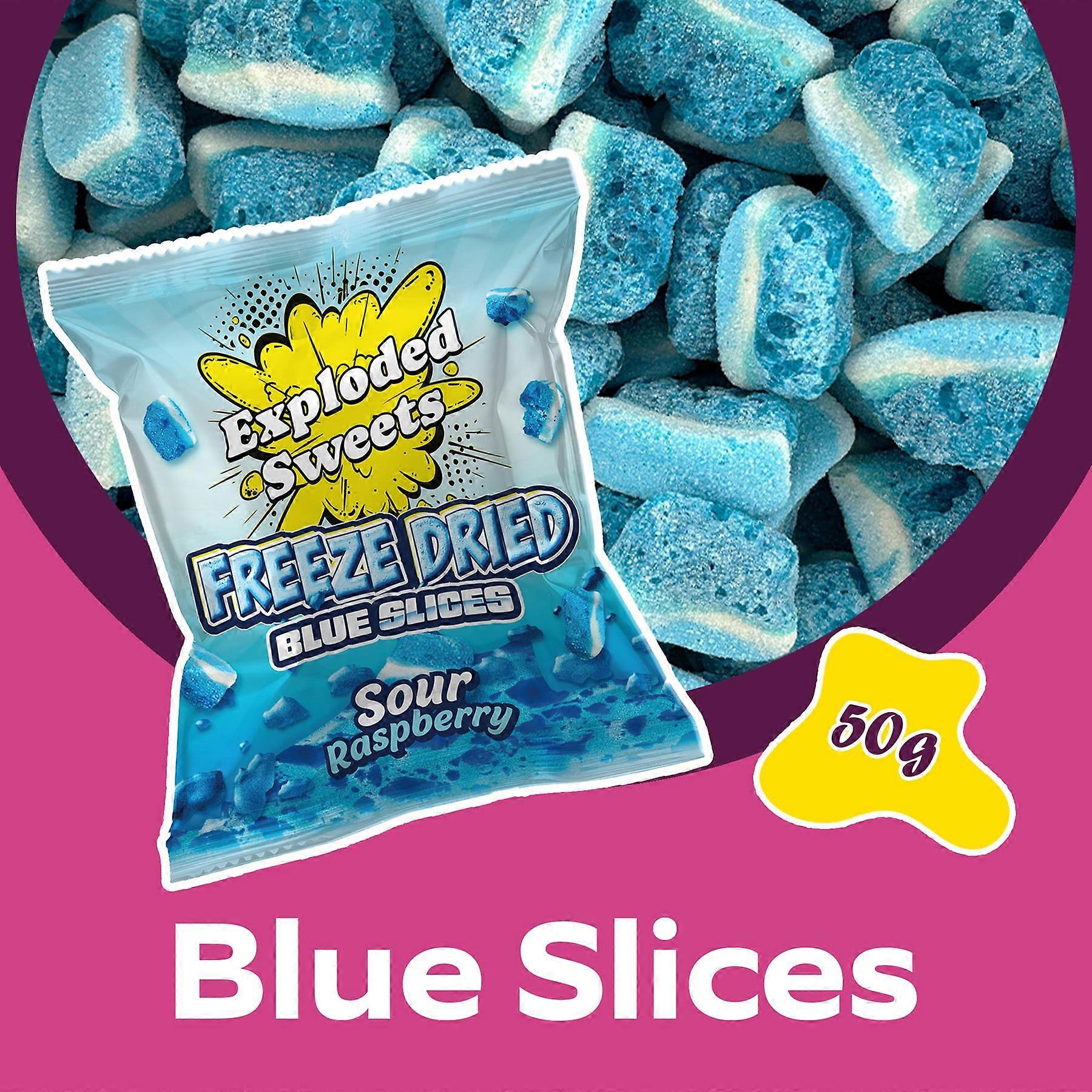 Freeze Dried Blue Raspberry Slices | Exploded Sweets
