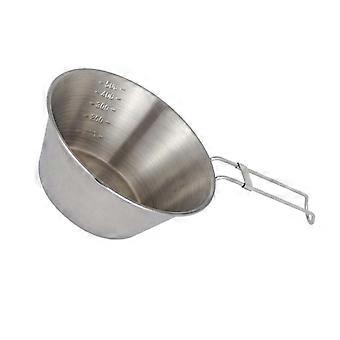 Stainless Steel Camping Bowl with Foldable Handle for Outdoor Cooking and Travel