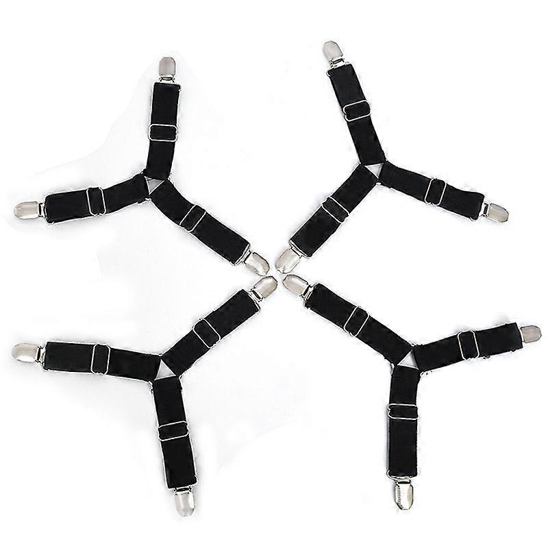 Pieces Bed Sheet Fasteners, Adjustable Elastic Triangle Support Straps for Fitted Sheet an