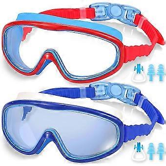 Neo -2-Pack Kids Swim Goggles, Swimming Goggles for Children and Early Teens from 3 to 15 Years Old, Wide Vision, Anti-Fog, Waterproof, UV Protection