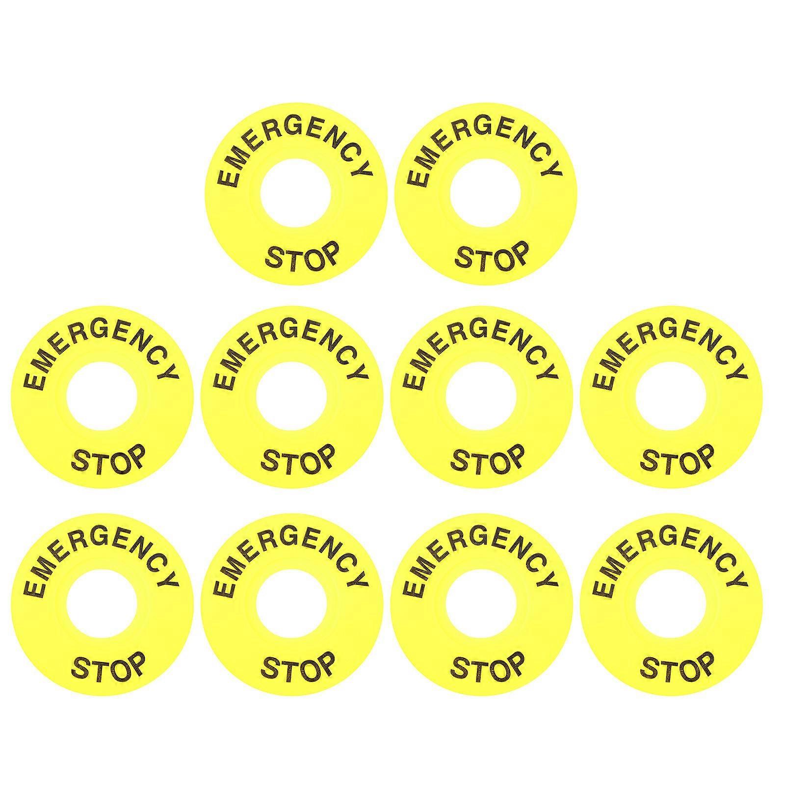 Yellow Emergency Stop Ring Push Button Sign for Switch 40Pcs Durable